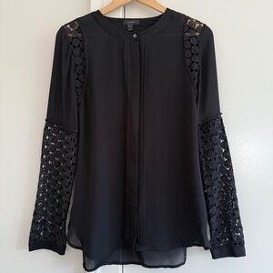J. Crew Silk Georgette Blouse Lace Details Size 8